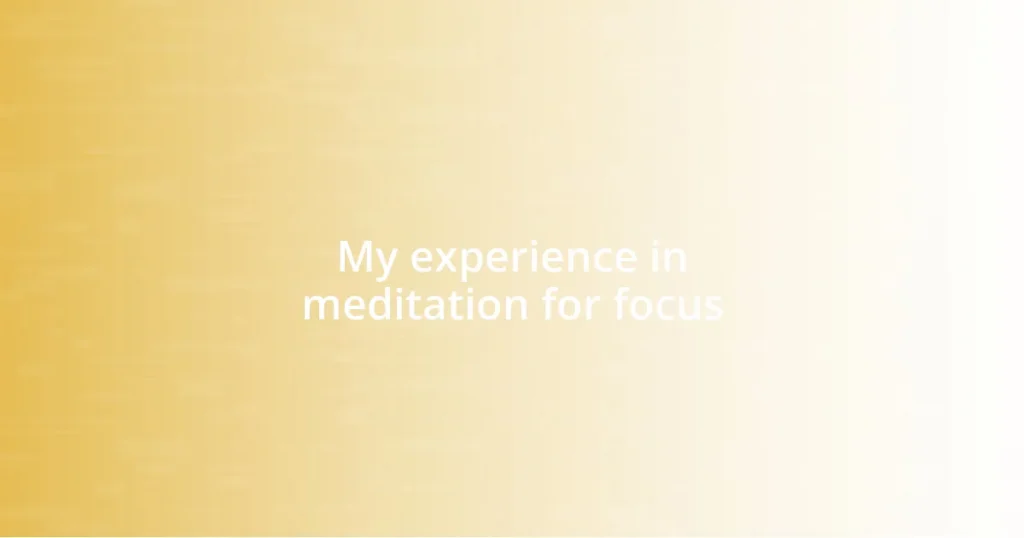 My experience in meditation for focus