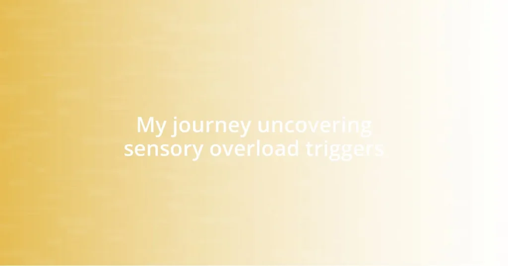 My journey uncovering sensory overload triggers