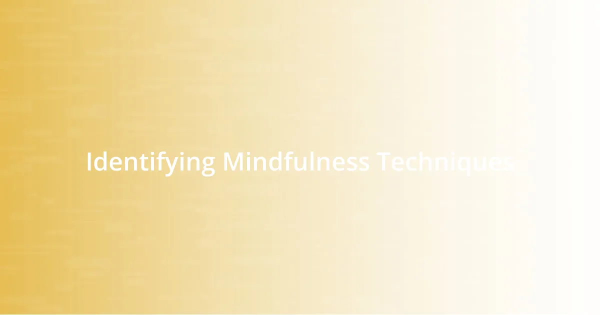 Identifying Mindfulness Techniques