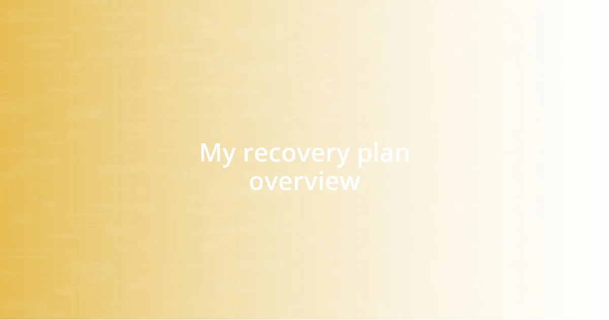 My recovery plan overview