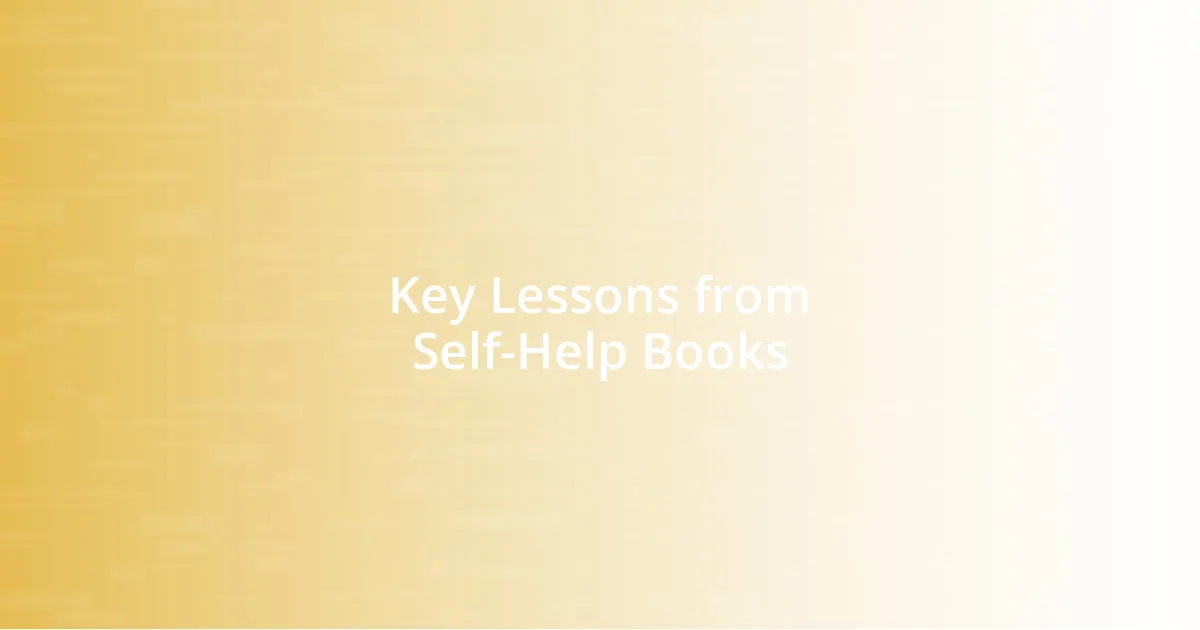 Key Lessons from Self-Help Books